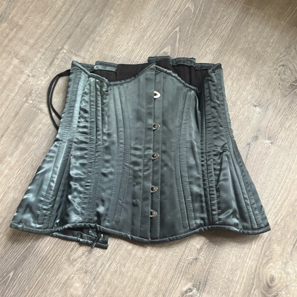 Sleek Satin Corset in Dark Green Teal